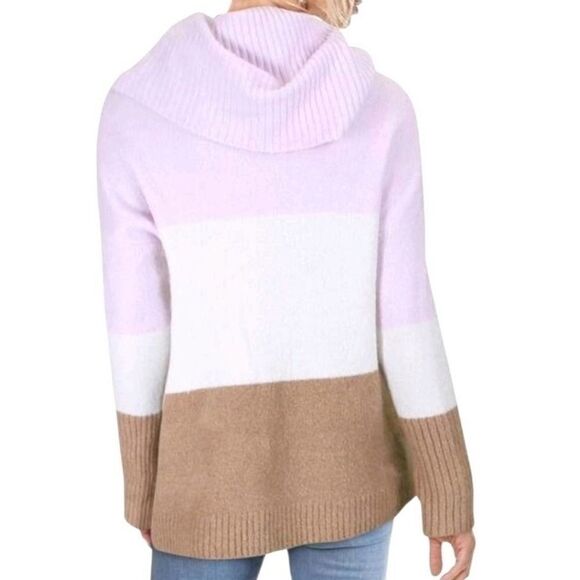 French Connection Color Block Cowl Neck Sweater Pullover Knit Top Size Medium - Picture 2 of 7